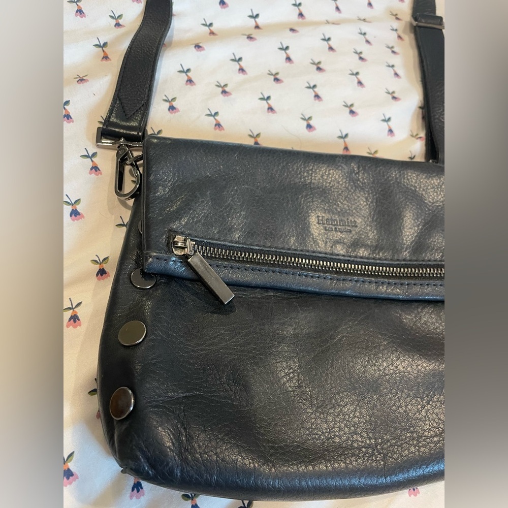 Hammitt Black Leather Fold Over Top Crossbody Purse - Picture 3 of 6